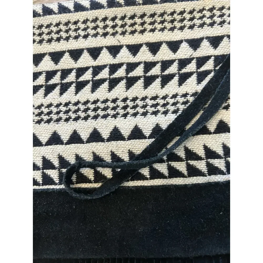American Eagle Outfitters Southwestern Print Black Suede Wristlet Festival Purse